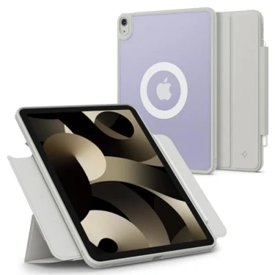 Abbildung von Spigen AirSkin Pro OneTap Hülle Kompatibel mit iPad Air 6. M2 (2024) / 5. (2022) 4. Generation (2020) 11 Zoll und 10.9 Case Vollständig Abnehmbarer Deckel Magnet Grau
