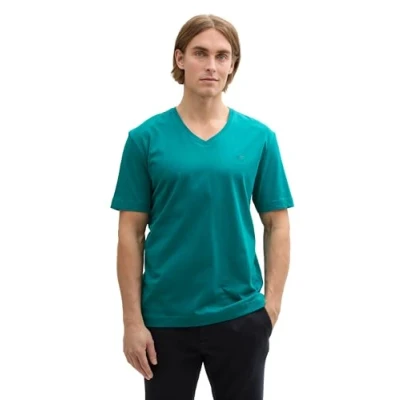 Abbildung von TOM TAILOR T Shirt aus Baumwolle mit Logo Print, Crest Blue, XL