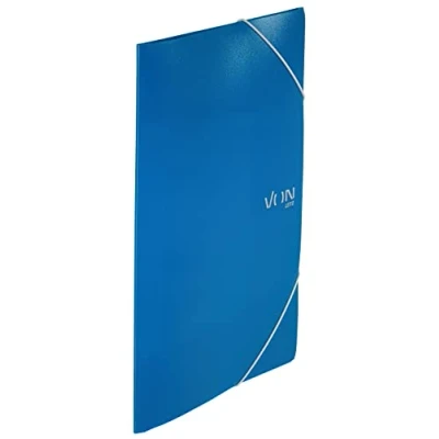 Abbildung von VON Leitz Eckspannermappe A4, PP Kunststoff, für 150 Blatt, 3 Klappen, Mappe Mit Gummizug, modernem Aufdruck, Leichter Ordner Schule &amp; Zuhause, 5 Stück,Blau, 30070035