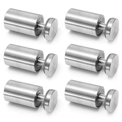 Abbildung von FUJIE 6 Stück Glas Abstandshalter Befestigungen Schilderhalter Abstandschrauben Werbung Schraube für Schilder Displays, Silber