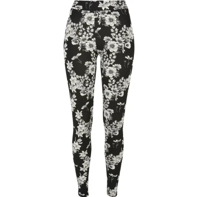 Abbildung von Urban Classics SOFT AOP Leggings Hosen, Damen, Größe: XS, Blackflower