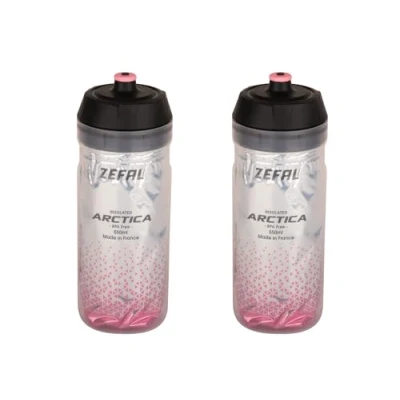 Abbildung von ZEFAL Pack Arctica 55 Doppelpack Fahrradflaschen 550ml Isotherme Fahrradflasche Geruchlos und wasserdicht BPA freie Sportflasche, Silber/Hellrosa