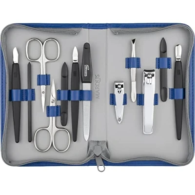 Abbildung von Solingen Manikür Set 12 teilig Nagelset Herren und Damen mit allem was man für die Maniküre Pediküre braucht, in hochwertigem Kunstleder Etui