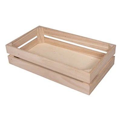 Abbildung von Rayher 62728000 Holzkiste Latten Optik, 35,5 x 20,3 8,4 cm, Holz FSC zertifiziert, plus 2 Wandhaken, Pappelholz glatt geschliffen, Lattenkiste zum bemalen, Natur