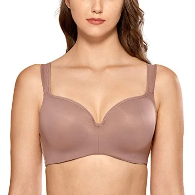 Abbildung von DELIMIRA Damen T Shirt BH mit Bügel Nahtloser Große Größen Gepolstert Mochaccino 85B