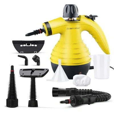 Abbildung von Comforday Dampfreiniger Handgerät Hand Mit 9 Fleckenentfernungszubehör Eliminates Grease Küche Autositze und Vieles Mehr, Sofa Reiniger Fleckenentferner, Steam Cleaner