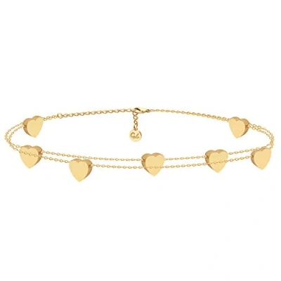 Abbildung von GD GOOD.designs Herz Armband Gold für Damen I Freundschaftsarmband Sie Verstellbar 18 Karat vergoldete Herzchen Armkette