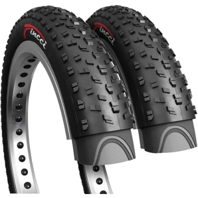 Abbildung von Fincci Fahrradreifen 26 x 4.0 Zoll Paar Fat Fahrrad Mantel 4.0, Faltbar Reifen 100 559 für Fatbike, Mountainbike MTB Fahrrad, Rennräder Schlamm Schmutz Offroad Pack 2er