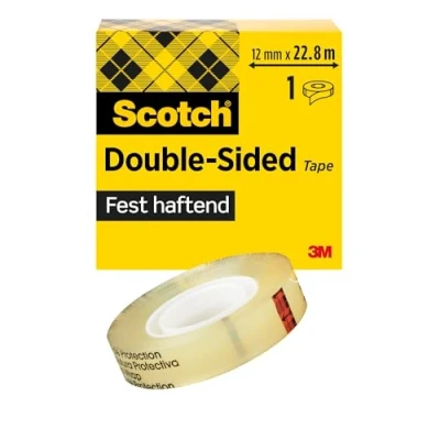 Abbildung von Scotch Doppelseitiges Klebeband, Transparent 1 Rolle, 12 mm x 22.8 m Klares Stark klebend für Scrapbooking, Basteln und Projekte, Fotoverträglich