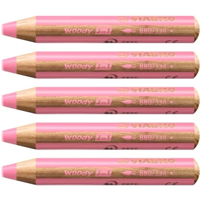 Abbildung von Buntstift, Wasserfarbe &amp; Wachsmalkreide STABILO woody 3 in 1 Einzelstift pink