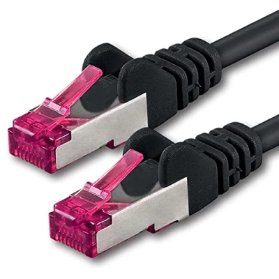 Abbildung von 1aTTack.de 15m schwarz 1 Stück Netzwerkkabel Cat6a (10Gb/s) S FTP CAT 6a Lankabel GHMT zertifiziert PIMF 500 MHz Cat5 Cat5e Cat6 Cat7 für Switch, Router, Modem, Internet