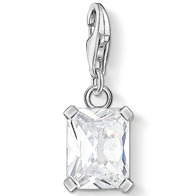 Abbildung von Thomas Sabo Damen Charm Anhänger Weißer Stein Club 925 Sterling Silber 1849 051 14