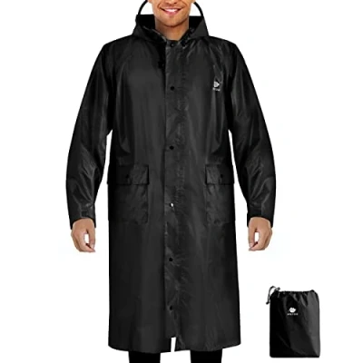 Abbildung von ANYOO Wasserdicht Regenmantel Radfahren Regen Poncho Portable Leichte Regenjacke Mit Kapuze Fahrrad Compact Cape Wiederverwendbare Unisex für Backpacking Camping Outdoors,Schwarz,Einheitsgröße