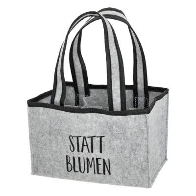 Abbildung von MC Trend: Witzige Männerhandtasche aus robustem Filz für 6 Bierflaschen STATT Blumen der perfekte Bierträger, die stylische Herren Tragetasche Bierliebhaber