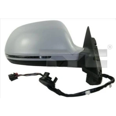 Abbildung von Außenspiegel Tyc 302 0073 rechts grundiert für elektr.Spiegelverstellung, elektrisch anklappbar, mit Memory, asphärisch, beheizbar AUDI: A4 B8 Avant