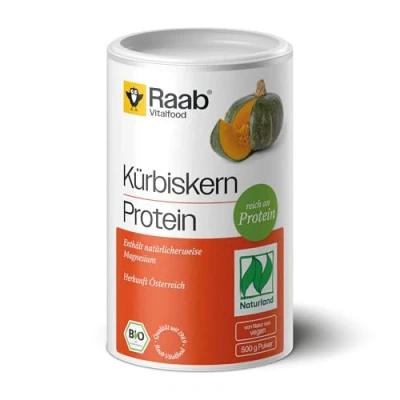Abbildung von Raab Vitalfood Bio Kürbiskern Protein Pulver, reines Proteinpulver mit 59% Eiweiß, aus biologischem Anbau Österreich, vegan, 500 Gramm
