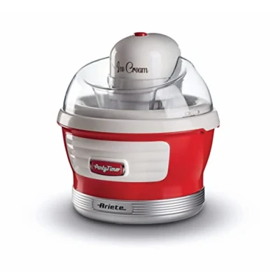 Abbildung von Ariete Ice Cream Maker Party Time 643, Eismaschine, Rührspatel, Eismaschine mit Deckel zum Hinzufügen von Zutaten, Zubereitungszeit 30 Minuten, Fassungsvermögen 1,5 L, 12W, Rot