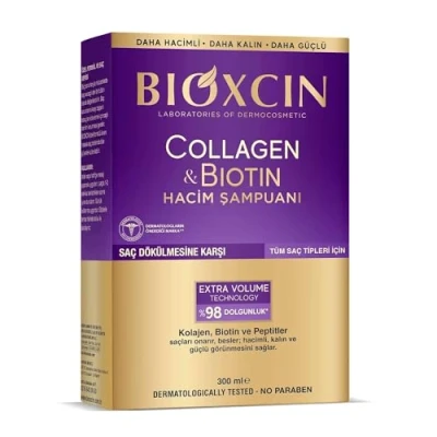 Abbildung von Bioxcin Collagen &amp; Biotin Volumen Shampoo 300ml Für Dickeres, Stärkeres Fülligeres Haar Gegen Haarausfall Alle Haartypen