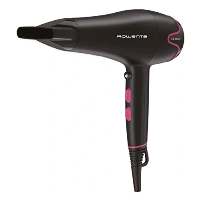 Abbildung von Rowenta CV5713 Motion Dry Haartrockner 2200 Watt schnelles Trocknen 6 Einstellungen Stylingdüse Kaltluftstufe leicht abnehmbares Gitter langes Kabel Schwarz/Pink