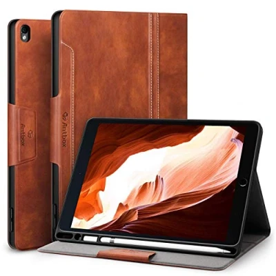 Abbildung von Antbox Hülle für iPad Air 3 2019 10.5 Zoll/iPad Pro 2017 mit Apple Pencil Halter Auto Schlaf/Wach Funktion PU Ledertasche Schutzhülle Smart Cover 2019/2017 (Braun)