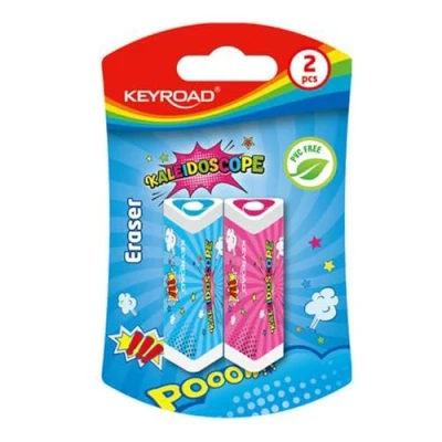 Abbildung von Keyroad KR971852 Universal Radiergummi Dreieckig/ 2 Stück Blister/Mischfarben/aus Thermoplastischem Gummi Höchster Qualität/Kinder Kleine Lustige