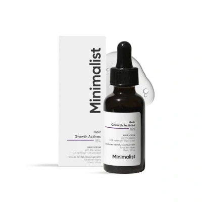 Abbildung von Minimalist Haarwuchs Actives 18% Haarwachstumsserum Mit Procapil, Capixyl, Redensyl, Anagain &amp; Baicapil zur Haarausfallkontrolle für Männer Frauen, schwarz, 30 ml (1er Pack)