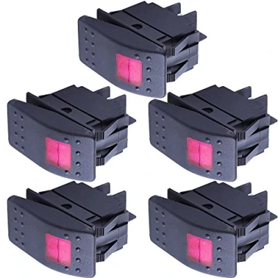 Abbildung von Mintice 5 X KFZ Auto Kippschalter Druckschalter Schalter Wippschalter Wasserdicht 12V 20A Rot LED Licht Lampe 4Pin AN/AUS