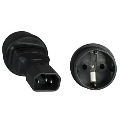 Abbildung von USV Adapter: Schutzkontaktbuchse auf Kaltgerätestecker. Stromadapter. Schutzkontaktadapter. C14