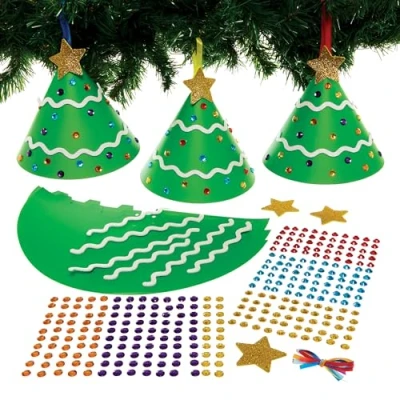 Abbildung von Baker Ross FX857 Weihnachtsbaumkegel Deko Sets Packung mit 6, Weihnachts Kunsthandwerk für Kinder