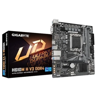 Abbildung von Gigabyte H610M H V3 DDR4 Motherboard Unterstützt Intel Core 14th CPUs, 4+1+1 Hybrid Phasen Digital VRM, bis zu 3200MHz DDR4, 1xPCIe 3.0 M.2, GbE LAN, USB 3.2 Gen 1