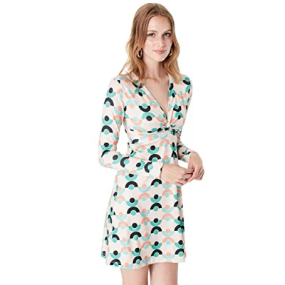 Abbildung von Trendyol Damen Women&#039;s Midi A line Double Breasted Woven Fabric Dress Kleid, Mehrfarbig, L EU