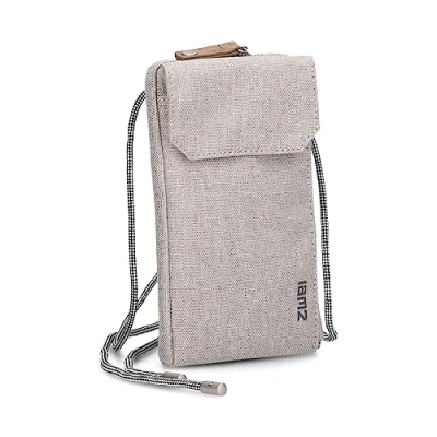 Abbildung von Zwei Handytasche zum Umhängen Olli OP30 Smartphone Etui 19 x 11 cm, Kleingeldfach + 4 Kartensteckfächer, umlaufender Reißverschluss, längenverstellbarer Riemen, Robustes Material (Creme)