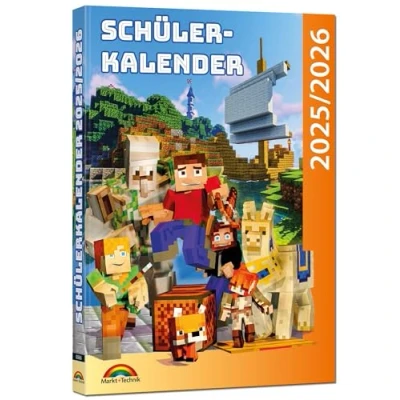 Abbildung von Schülerkalender 2025 / 2026 mit Minecraft; inklusive Tipps, Tricks &amp; Crafting Rezepten