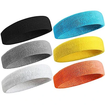 Abbildung von Linwnil 6teiliges Sport Sportline Stirnband Schweißbänder,Schweißband für Männer, Frauen Elastische Stirnbänder trainieren Atmungsaktiv,Feuchtigkeitsableitend und Leuchtende Farben