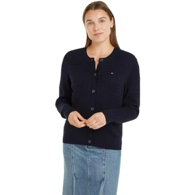 Abbildung von Tommy Hilfiger Cable Cardigan Strickjacke, Damen, Größe: Medium, Desert sky