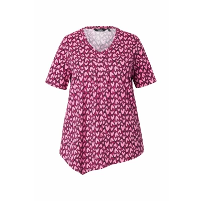 Abbildung von Ulla Popken Short Sleeve TEE Tshirt print, Damen, Größe: 42/44, Ruby