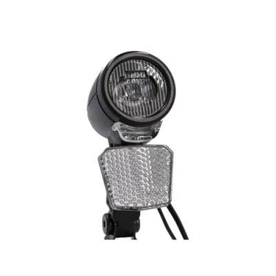 Abbildung von FISCHER Fahrrad LED Frontlicht Dynamo, mit integriertem Reflektor, spritzwassergeschützt, schwarz, 1 Stück