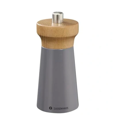 Abbildung von Zassenhaus Pfeffermühle WESTERLAND granite grey lackiertes Buchenholz Mühlenkopf aus mit stufenlos verstellbarem Hochleistungs Keramikmahlwerk Gewürzmühle 12 cm, Ø 5,4 cm