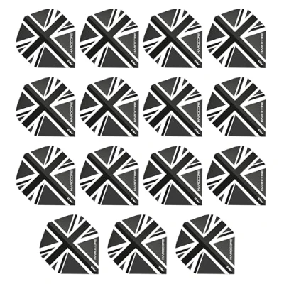 Abbildung von RED DRAGON Hardcore XT Schwarz Union Jack Extra Dicke Standard Dart Flights 5 Sätze pro Packung (15 insgesamt)