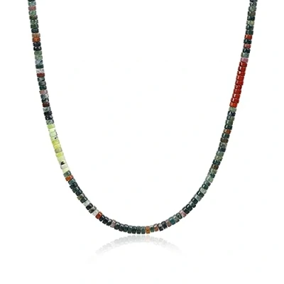 Abbildung von COAI Geschenkideen Herren Heishi Halskette Bohemian Stammes Kette aus Indischem Achat Rotem Jaspis Australischer Jade