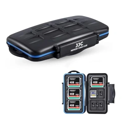 Abbildung von JJC 36 Steckplätze Speicherkarten Schutzhülle Aufbewahrung für 12 SD SDXC SDHC +18 Micro TF + 6 CF Compact Flash Karten, Memory Card Case wasserdichte Etui Schutzbox mit Karabiner