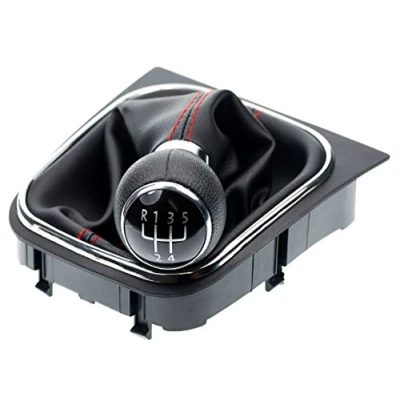 Abbildung von L&amp;P A256 3 Schaltsack Schaltmanschette Schwarz Naht Rot Schaltknauf 5 Gang kompatibel mit VW Golf V 6 VI Rahmen Komplettset Knauf Plug Play Ersatzteil für 1K0711113 5K0711113 1K8711113