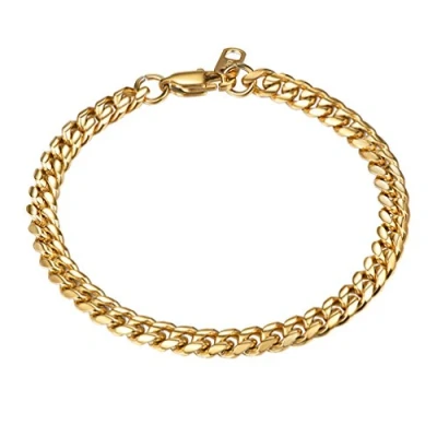 Abbildung von PROSTEEL Herren Armband 6mm Edelstahl Panzerkette schwer Glieder Link Kettenarmband Armkette Armreif, Länge 21cm, gold