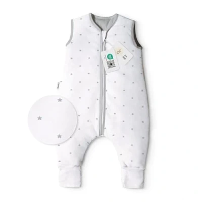 Abbildung von Ehrenkind® Babyschlafsack Schlafsack mit Füßen 2.5 TOG Bio Baumwolle Ganzjahres Baby Gr. 80 Farbe Weiß grauen Sternen Oeko Tex winter und Sommer Kinder