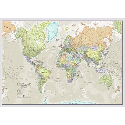 Abbildung von Maps International Riesige Weltkarte Klassisches Weltkartenposter Laminiert 119 x 84 cm Klassische Farben