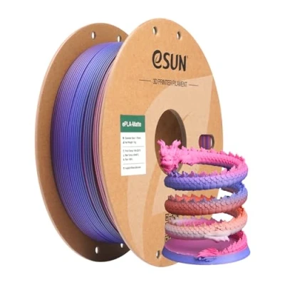 Abbildung von eSUN Matte Rainbow PLA Filament 1.75mm, Multicolored 3D Drucker PLA, 1KG Spule (2.2 LBS) Gradient Changing für Drucker, Fruchtige Bonbonfarbe