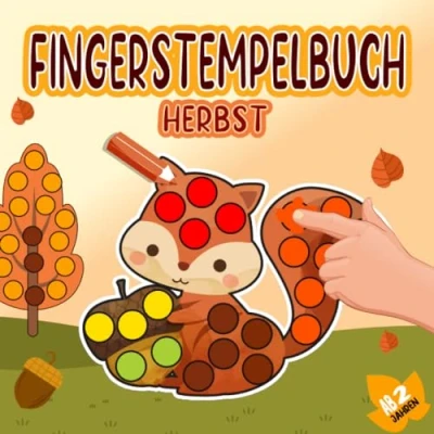 Abbildung von Fingerstempelbuch ab 2 Jahren: Herbst Fingerstempeln, Malen und Basteln für Kinder Jahre! Das Malbuch Bastelbuch Jungen Mädchen.