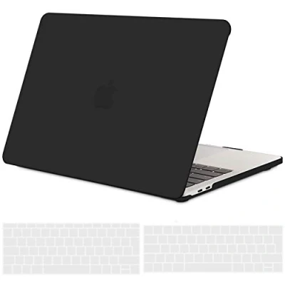 Abbildung von TECOOL Hülle für MacBook Pro 13 Zoll 2022 2021 2020 2016, A2338(M1/M2) A2289 A2251 A2159 A1989 A1706 mit Touch Bar, Ultradünn Schutzhülle Hartschale Matt Case Cover + EU Tastaturschutz, schwarz