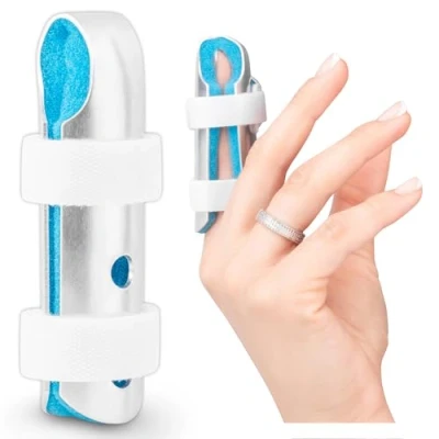 Abbildung von HALUTO Fingerschiene Aluminium Finger Sleeve Fingerschutz Bei Verletzung Mittelfinger, Zeigenfinger, Kleiner Schiene, Orthese, Splint Gegen Schnellender