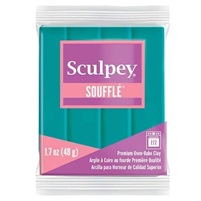 Abbildung von polyform Sculpey Soufflé Polymer Ofen Backton, Meeresglas, Blaugrün, ungiftig, 48 ml, ideal für Schmuckherstellung, Urlaub, DIY, gemischte Medien und mehr. Hochwertiger, leichter Ofenbackton.
